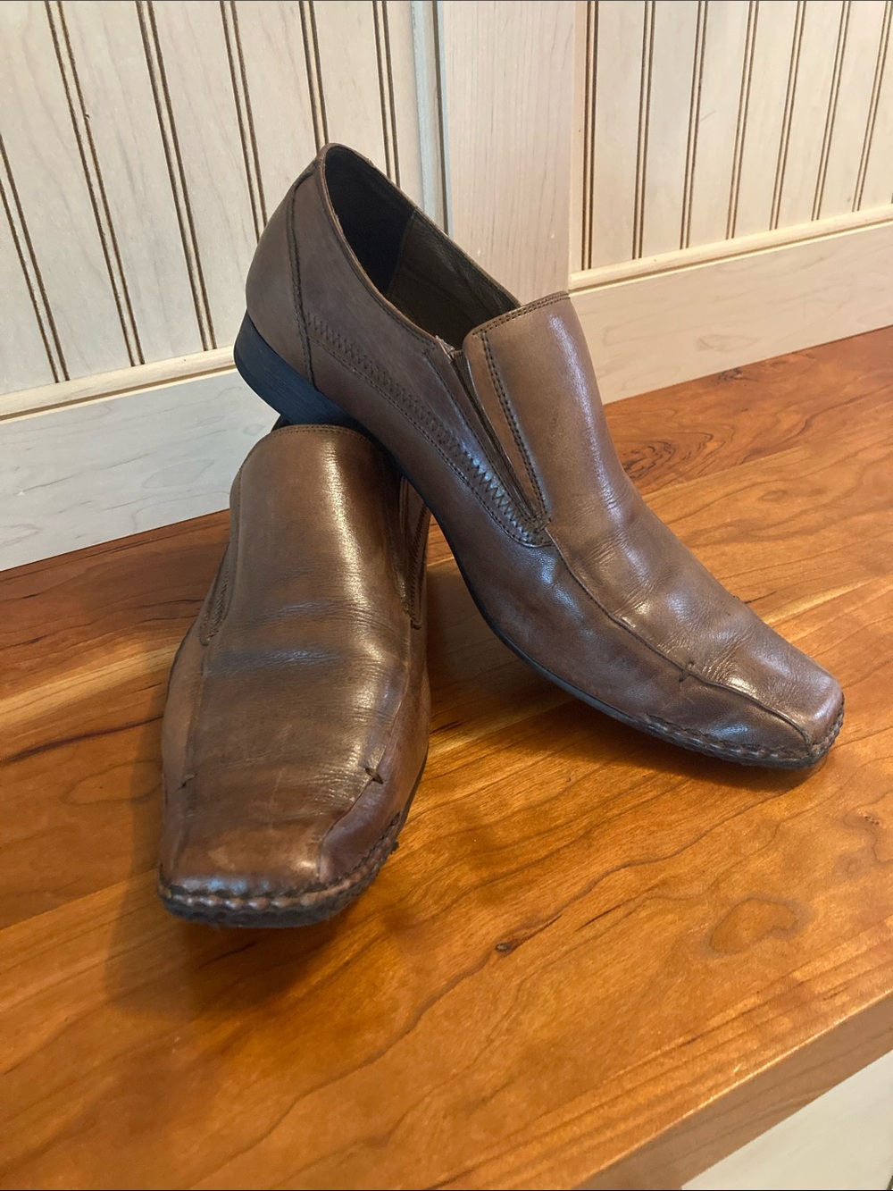 Steve Madden Brown Leather Slip-On Loafers